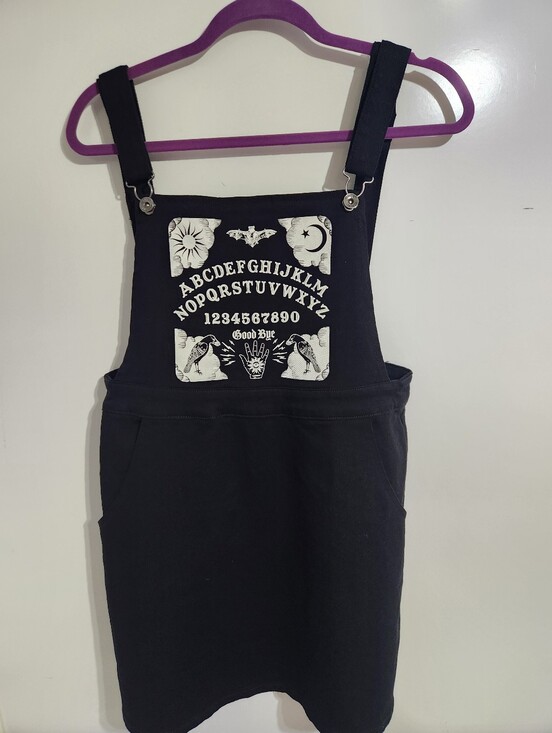 Hot Topic Dresses & Skirts - Hot Topic Black Ouija Graphic Overall Dress, Size Large